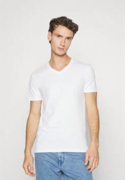 Pier One V Neck Bird Tonal 3 Pack - Camiseta Básica - Light Brown/White/Dark Blue -Pier One Tienda 1f5463f9c0604b97998b18e77595bc5f