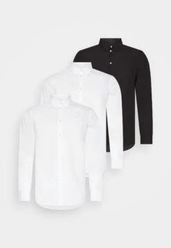 Pier One 3 Pack - Camisa Elegante - White/White/Black