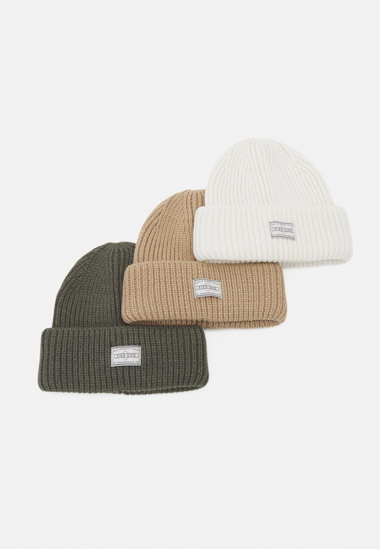 Pier One Unisex 3 Pack - Gorro - Beige/Green/White 2 Pier One Unisex 3 Pack - Gorro - Beige/Green/White