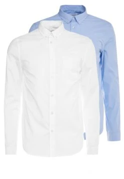 Pier One 2 Pack - Camisa Elegante - White/Light Blue -Pier One Tienda 71d6edb91cac4bc5aa9b2a07563069b2