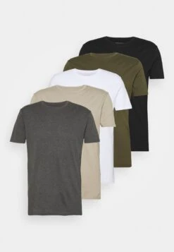 Pier One 5 Pack - Camiseta Básica - White/Dark Grey/Black -Pier One Tienda c8b9f5cce9884e23aebd3711252e2349