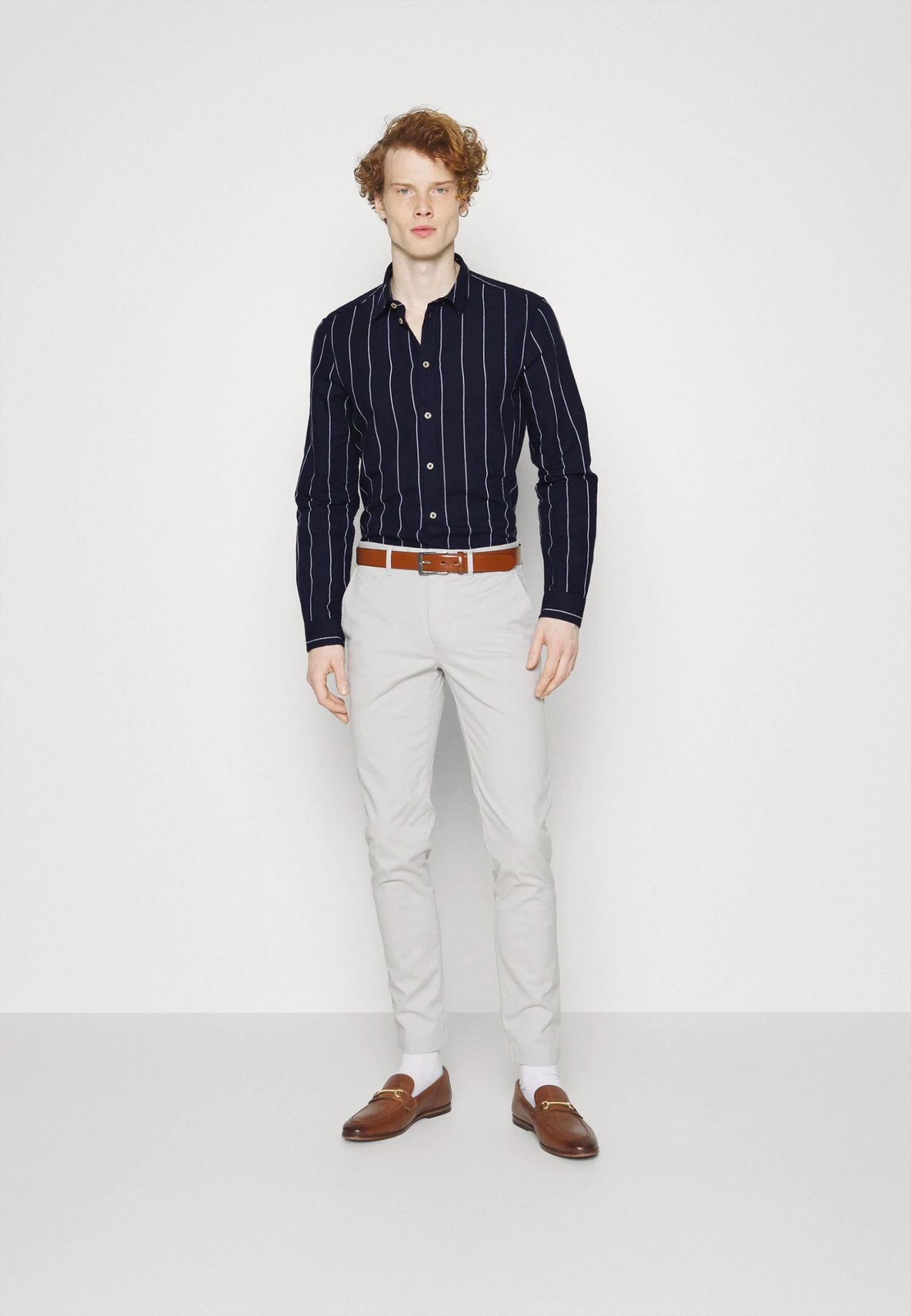 Pier One Linen Mix Stripe - Camisa - Dark Blue 4 Pier One Linen Mix Stripe - Camisa - Dark Blue - Imagen 2